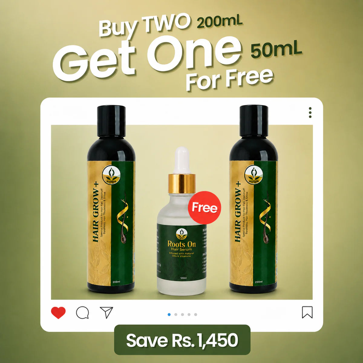 Buy 2 Hair Grow+ & Get ROOTS ON FREE